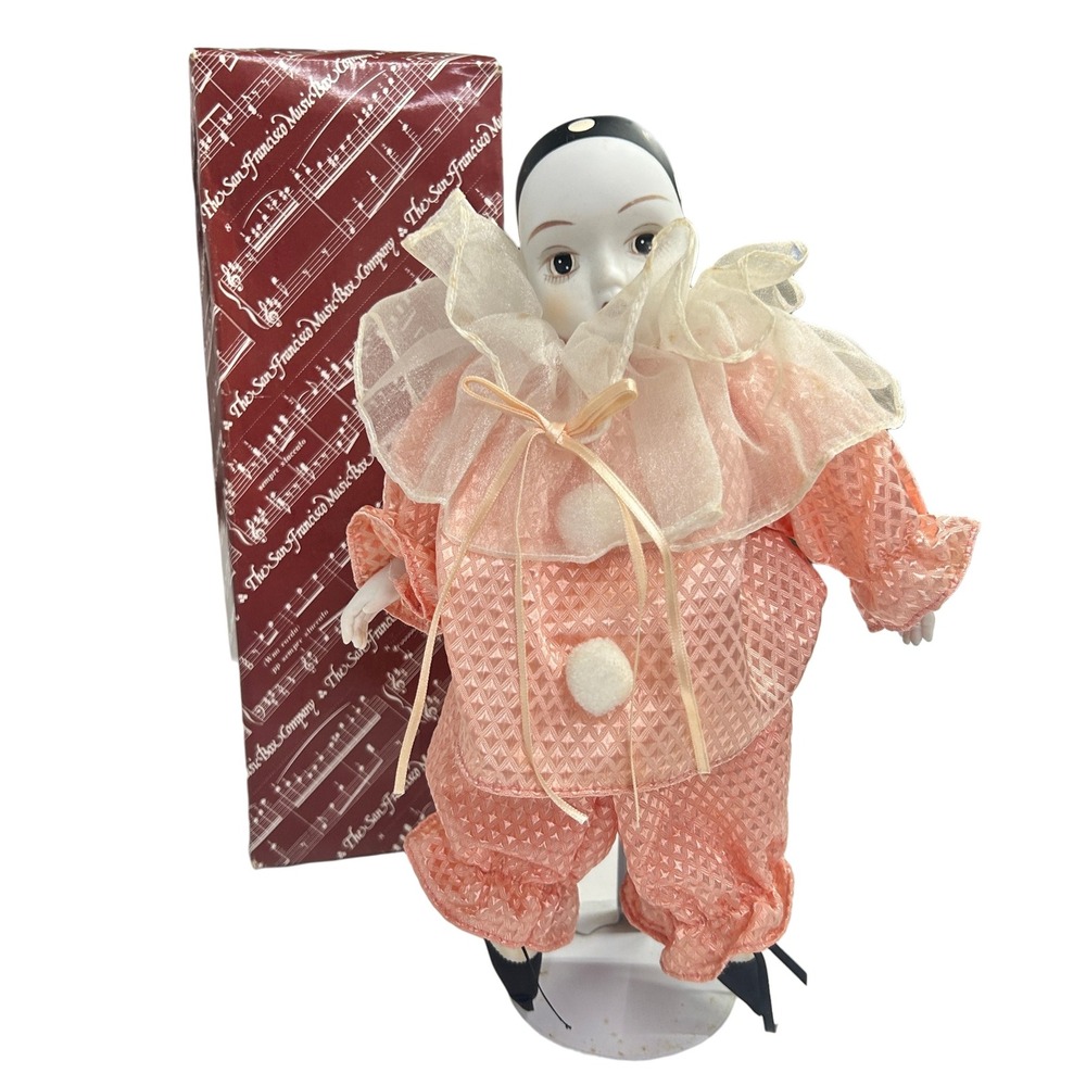The San Francisco Music Box Co Pierrot Sad Porcelain Clown Musical Doll Memory